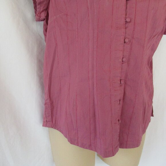 a.n.a. A New Approach top PM purple button front cap sleeves - Picture 3 of 5